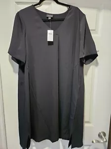 J Jill Black Lsrge Women's Swing Dress A-Line Shortsleeve V-Neck Pullover NWT... - Picture 1 of 6