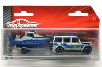 Majorette Merceds Benz AMG G63 Police con remolque de barco de policía paquete 1:61 Foto 1 de 4
