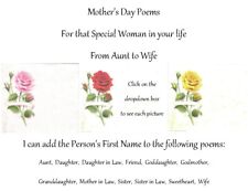 Mother's Day Personalized Gifts ~ Personalized Poems for that Special Woman