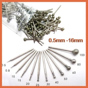 0,5 mm-12 mm Rund Diamant Grat Bohrer Bits Schleifen Schnitzen für Dremel Drehwerkzeug - Bild 1 von 16