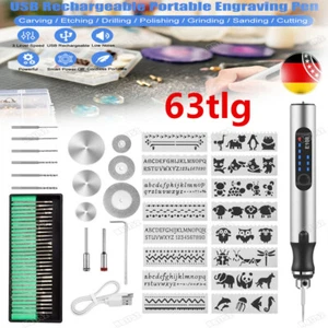 63 tlg Gravurstift Satz Gravierstift Elektrische Graviergerät DIY Gravier Set - Bild 1 von 10