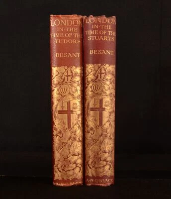 1903-4 2vol London the Time of the Tudors Stuarts Besant Illus Folding Map 1st - Image 1 of 4