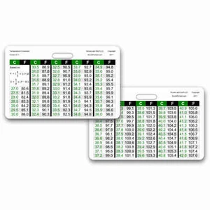 Gráfico de conversión de temperatura insignia Horz tarjeta de identificación bolsillo enfermera paramédica - Imagen 1 de 1