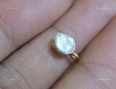 Pingente de berloques de diamante Polki ouro 9K, diamante corte rosa feito à mão pingente delicado - Imagem 1 de 4