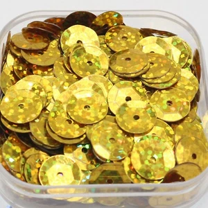 2000 Gold Hologram 10mm CUP round loose sequins Paillette sewing Wedding craft - Picture 1 of 8