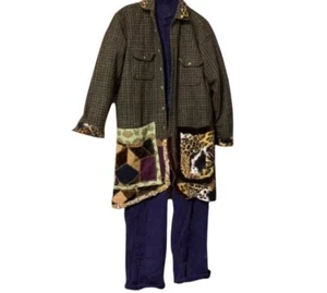 Upcycled Artsy Shacket Jacket L/XL Junk Gypsy Patchwork Boho Festival Eco Vogue - Picture 1 of 24