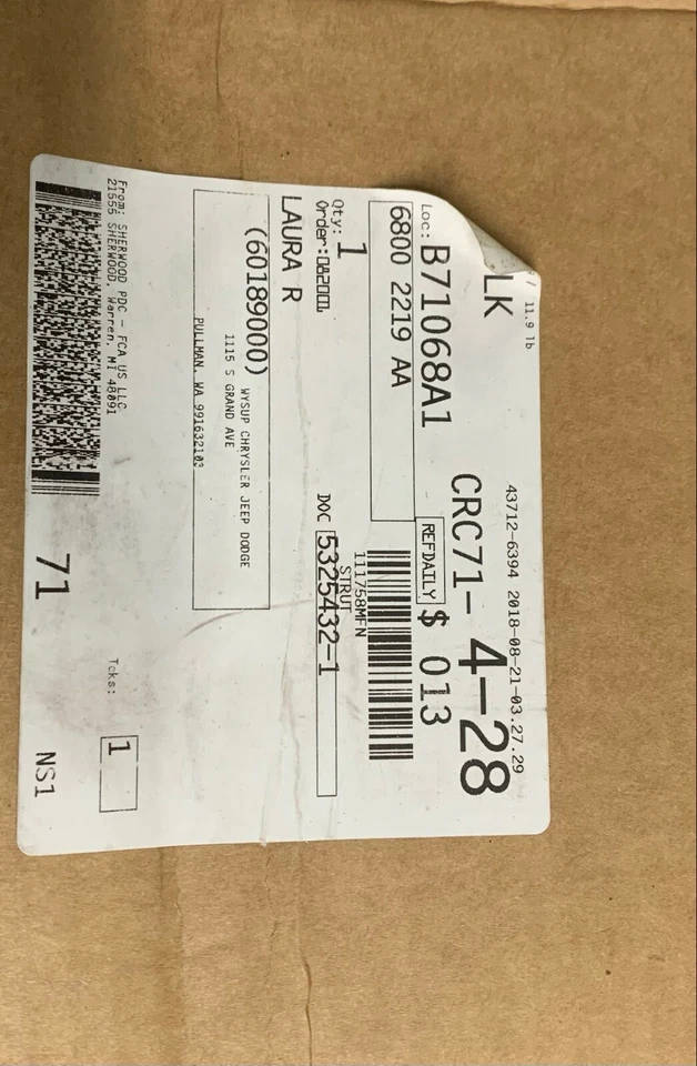 Suspensión Strut-VIN: L Delantero Mopar 68002219AA se adapta 07-08 Chrysler Pacifica Foto 1 de 1