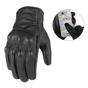 Motorcycle Gloves Perforated Motorbike Full Finger Racing Touch Leather Glove - Bild 1 von 10