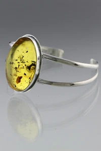 Fossil GNAT Original BALTIC BERNSTEIN silber Manschette Armreif ARMBAND 22,6g 191024-6 - Bild 1 von 5