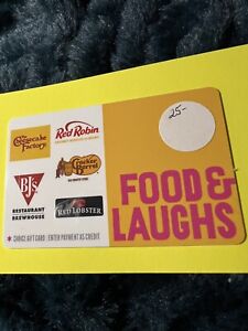 #551..$25..Food&Laughs Gift Card RED ROBIN, RED LOBSTER, CHEESECAKE FACTORY+++