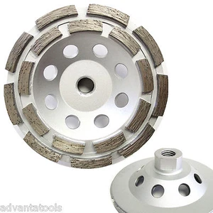 Rueda de copa de diamante premium de doble fila de 5"" para molienda de piedra de concreto 5/8""-11 - Imagen 1 de 5