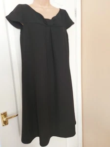 Women M&S Size 10 Black Polyester Office Party Flared Dress NEW Tags £35.00 - Picture 1 of 24