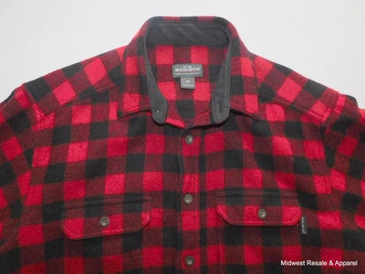 Woolrich Red Black Buffalo Plaid Heavy Wool Blend long sleeve Shirt Mens Large - Image 1 of 4
