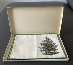 Spode Christmas Tree 100 % Leinen Cocktail Mittagessen Servietten 8er Set Neu im Karton USA - Bild 1 von 11
