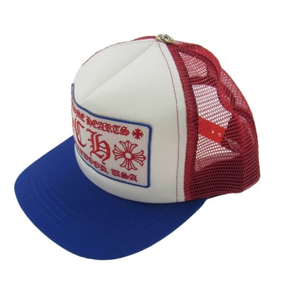 CHROME HEARTS TRUCKER CAP TRACKER CAP MESH CAP WITH CH PATCH CHROME HEARTS TRUCKER CAP TRACKER CAP MESH CAP WITH CH PATCH