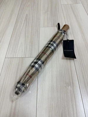 RARE BURBERRY Folding Umbrella Nova Check Beige Carbon Fiber Frame Vintage Japan - Image 1 of 4