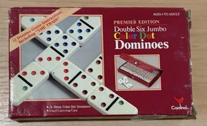 Cardinal Double Six Jumbo Color Dot Dominoes With case No Pieces Missing - Picture 1 of 3