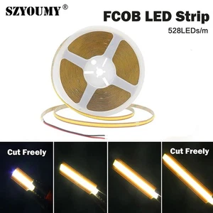 8mm Width COB LED Strip Free Cut Adahesive Tape Light Flexible Linear Lighting - Picture 1 of 17