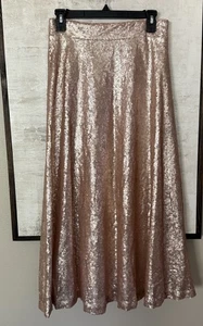 The Limited Womens Sequined Maxi Skirt Rose Gold Pink Elastic Waist Medium - Picture 1 of 8