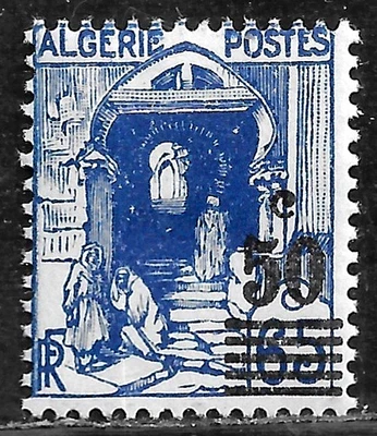 HICK GIRL- MINT FRENCH ALGERIA STAMP   SC#136  1941  SURCHARGE ISSUE     L928 - Image 1 of 2