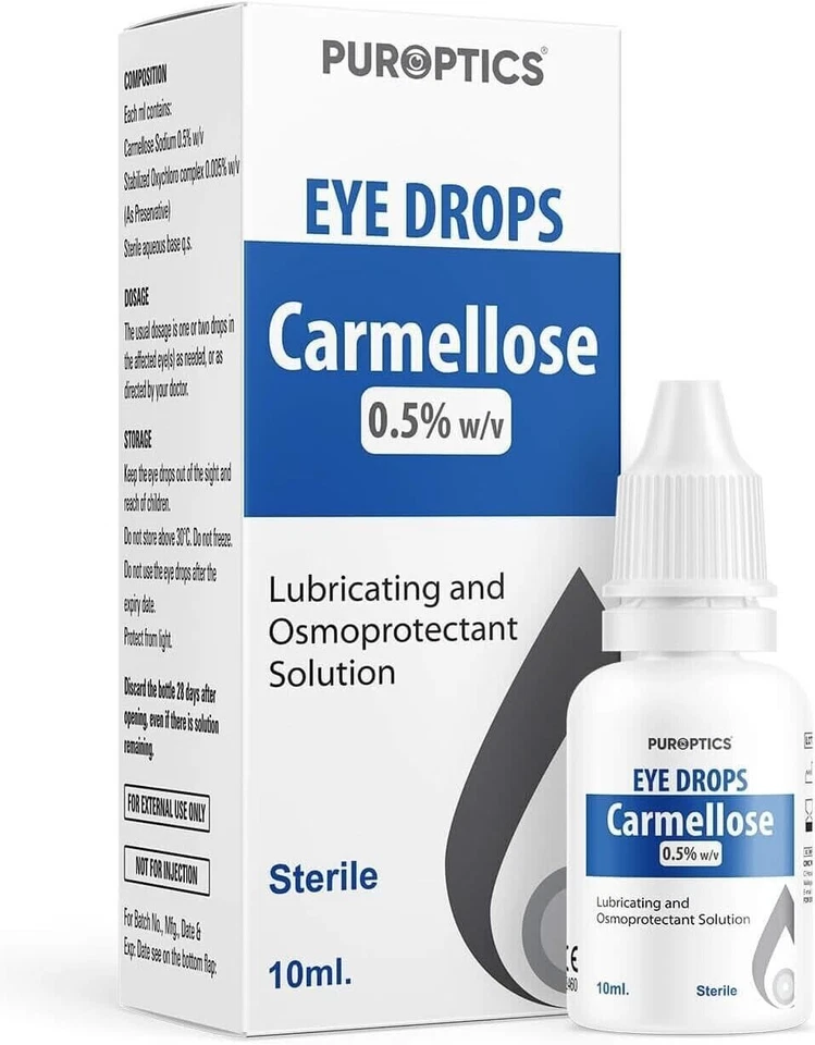 PUROPTICS Eye Drops Carmellose 0.5% Lubricant Eye Drops 10ml Moisturises Dry Eyes