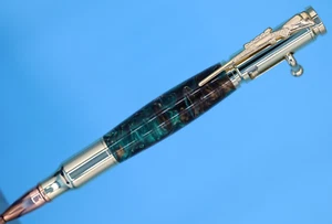 Handmade in USA 30 Caliber Bolt Action Rifle Pen in Gold Finish and Camo - Picture 1 of 7