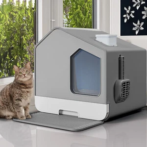 Extra Large Enclosed Cat Litter Box w/ Mat Litter Scoop Odorless Anti-Splashing - Picture 1 of 4