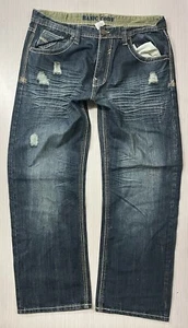 Basic Code Mens Classic Straight Jeans Blue 5 Pocket Dark Premium Denim 40 X 32 - Picture 1 of 11