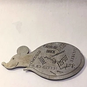 Vtg MCM 1975 Pewter Aluminum Mouse Cheese Plate Triver Hot Plate GOUDA GRUYERE - Picture 1 of 1
