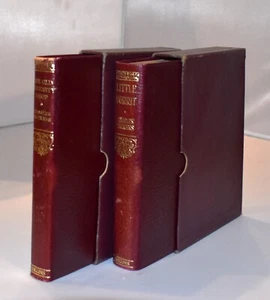 Dickens 2 Bücher kleines Leder Antiquariat Buch Set mit Schubern. (30er Jahre) Deko - Bild 1 von 9