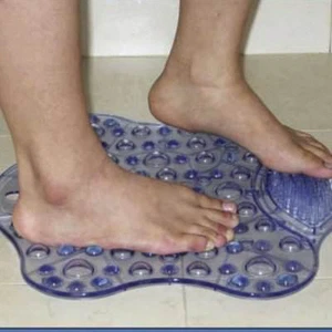 Duschmatte mit Fußreiniger - Badematte mit Fußbürste - Duschmatte aus Kunststoff. - Bild 1 von 2