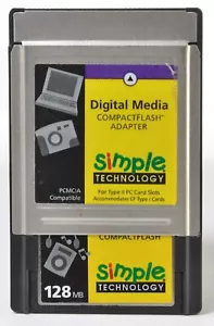 CompactFlash 128MB CF card w/Compact Flash Card adapter PCMCIA Card-READ - Picture 1 of 3