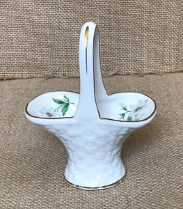Vintage Clematis Mini Floral Bone China Basket Trinket Dish Cottage Grandma Core - Picture 1 of 7
