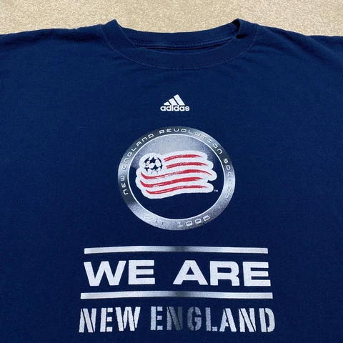 New England Revolution T Shirt Men Large Adult Blue MLS Soccer Team adidas Cover
