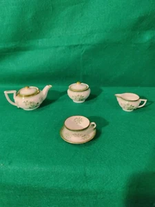 Vtg Copeland Spode Miniature Bone China Porcelain Gloucester Green 4 Pc Tea Set - Picture 1 of 18