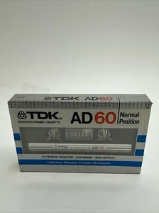 NEW TDK AD 60 Minutes Normal Position Blank Audio Cassette Tape Old Stock 1982 - Picture 1 of 6