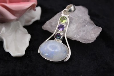 Anhänger Silberanhänger Silber 925 mit dem Mondstein, Amethysten und Peridot - Bild 1 von 4