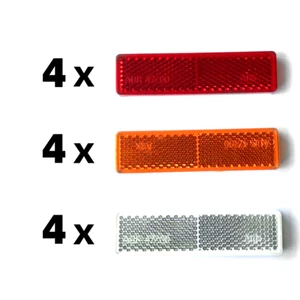 12x Red Amber White Reflector 85mm x 22mm Self Adhesive Trailer Caravan Tail LT - Picture 1 of 8