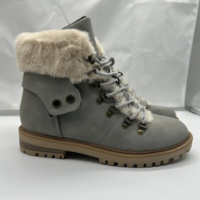 Nicole Miller Botas Mujer Talla 9 Gris Maxxy Nueva York Imitación Piel Cordones Invierno Foto 1 de 4