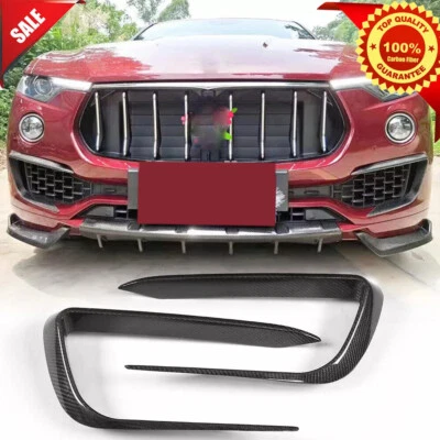 Cubierta de ventilación de aire de aletas de parachoques delanteras de fibra de carbono real para Maserati Levante 2016-19 Foto 1 de 4
