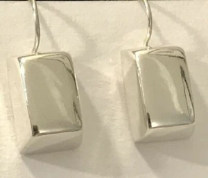 Silpada 925 Sterling Silver Chunky Modern Rectangle Bar Earrings Retired W0118 - Picture 1 of 11