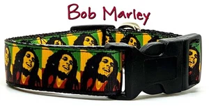 Bob Marley Hundehalsband handgefertigte verstellbare Schnalle 1"" oder 5/8"" breit oder an der Leine Reggae - Bild 1 von 10