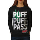 Wellcoda Puff Blunt Marijuana Womens Long Sleeve T-shirt, Ganja Casual Design