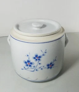Vintage Chinese Xian Blue White Floral Stoneware Rice Pot - Inner Lid Only - Picture 1 of 10