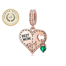 Best Mom Heart Charm For Bracelet, Heart Charm, Sterling Silver Charm