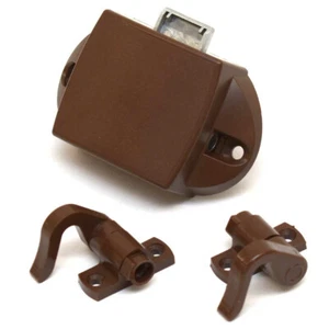 Hafele Boat Push Lock Latch 211.63.102 | w/ Hooks 3/8 Inch Brown - Picture 1 of 2
