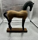 Wood and Metal Standing Horse on Wooden Base  Folk Art Style Farmhouse Decor