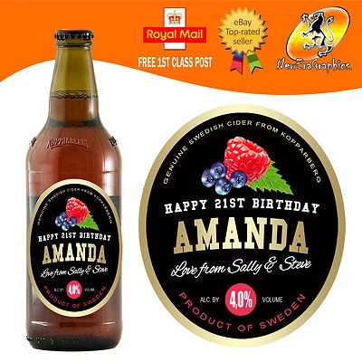 1, 4 or 6 PERSONALISED CIDER FRUIT FLAVOUR BOTTLE LABEL BIRTHDAY ANY OCCASION