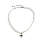 Elegant Star Pendant Choker Necklace Unique Star Charm Pearl Bead Necklace