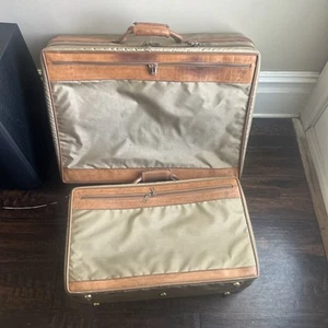 (2)  VTG Hartmann Nylon Leather Trim 23" Rolling Luggage Suitcase Carryon - Picture 1 of 10